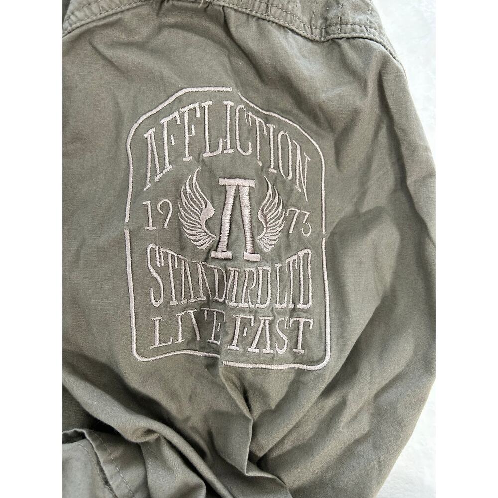 Affliction Shirt NWOT Men's Embroidered Long Sleeve Tan Size 2X 100% Cotton New! - Picture 6 of 9